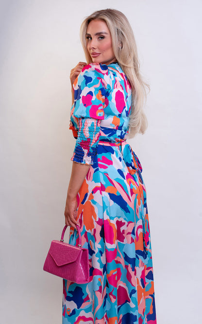 She Wears Glory™ Wrap Front Printed Midi Dress