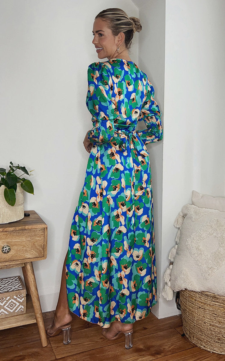 She Wears Glory™ Wrap Front Printed Midi Dress