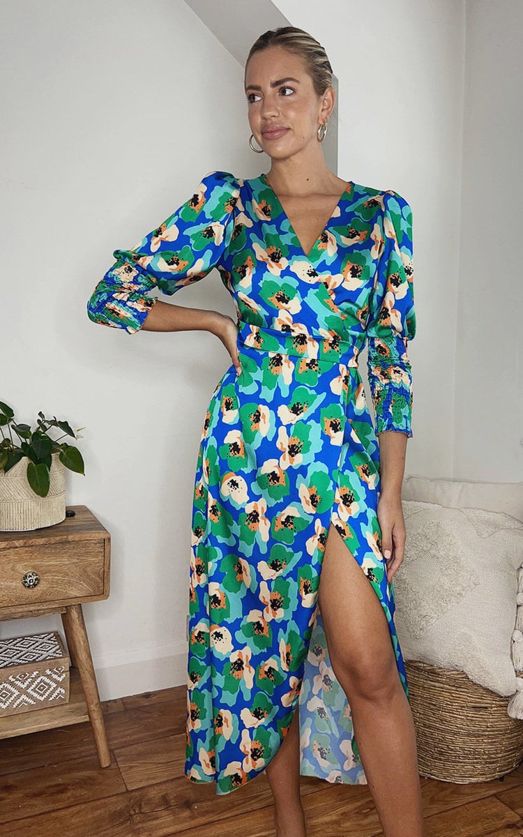 She Wears Glory™ Wrap Front Printed Midi Dress