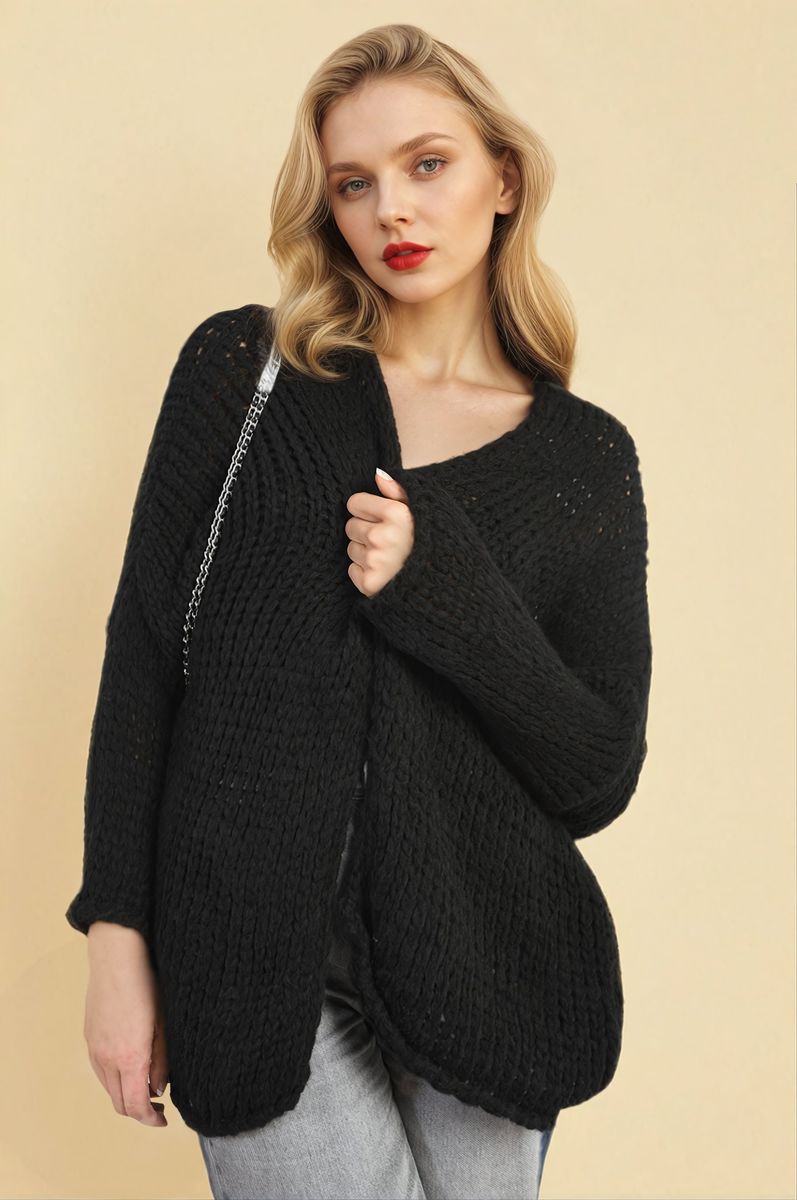 She Wears Glory™ Chunky Long Sleeve Knitted Cardigan