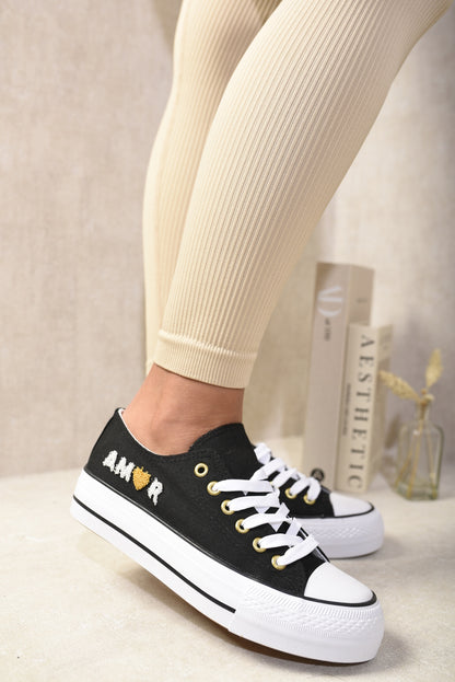 She Wears Glory™ Lace Up Amor Side Detail Chunky Trainers