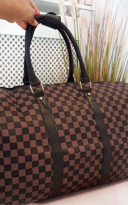 She Wears Glory™ Checked Print Overnight Bag