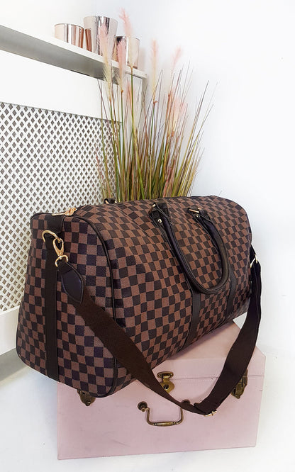 She Wears Glory™ Checked Print Overnight Bag