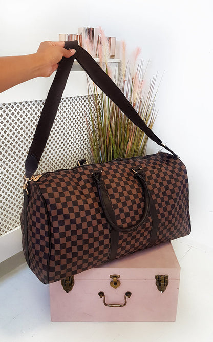 She Wears Glory™ Checked Print Overnight Bag