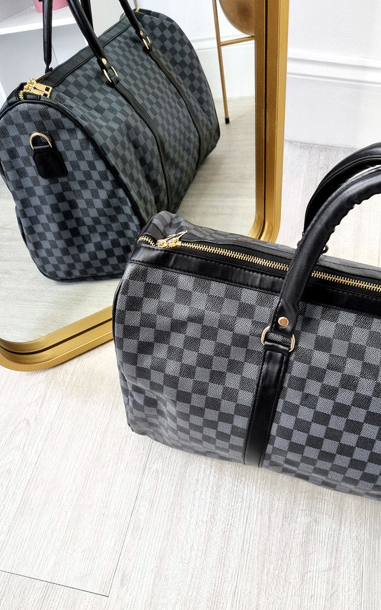 She Wears Glory™ Checked Print Overnight Bag