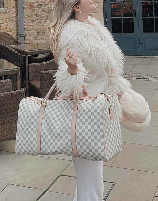 She Wears Glory™ Checked Print Overnight Bag