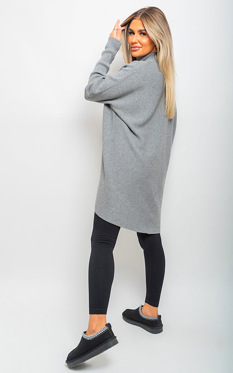 She Wears Glory™ Turtle Neck Longline Knitted Jumper