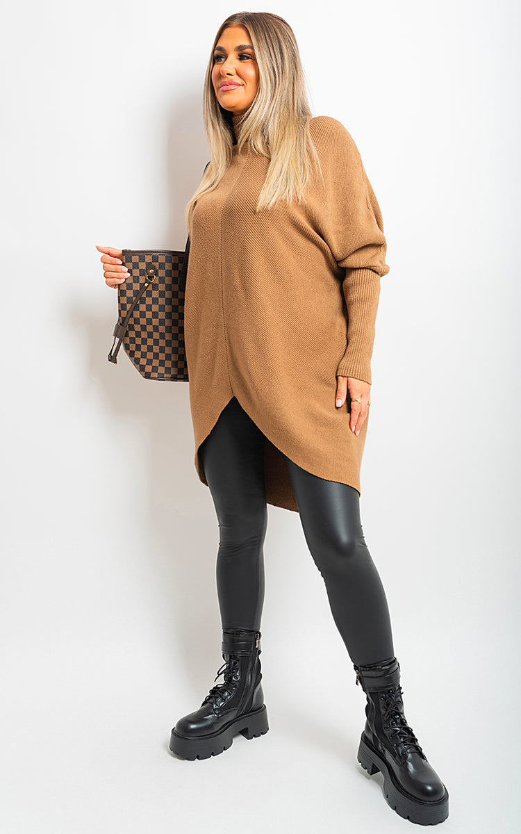 She Wears Glory™ Turtle Neck Longline Knitted Jumper