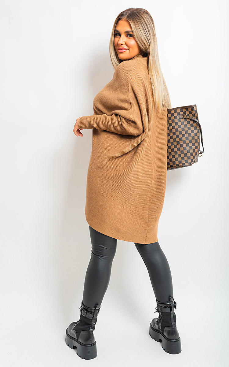 She Wears Glory™ Turtle Neck Longline Knitted Jumper