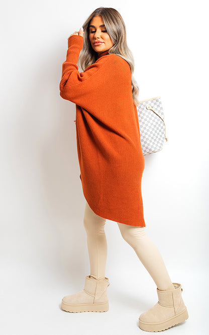 She Wears Glory™ Turtle Neck Longline Knitted Jumper