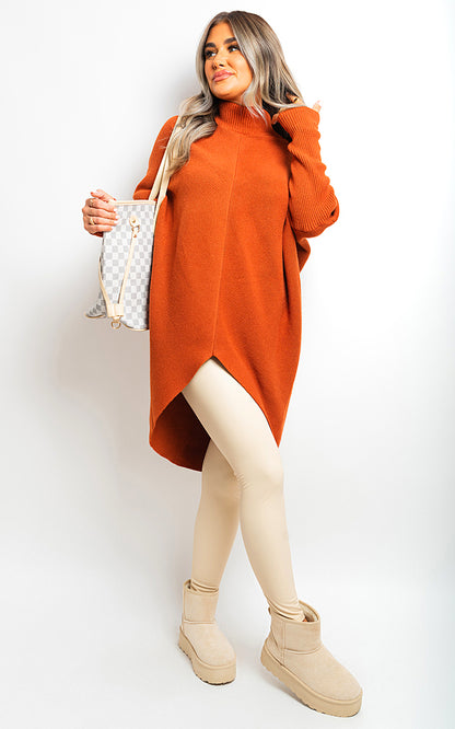 She Wears Glory™ Turtle Neck Longline Knitted Jumper