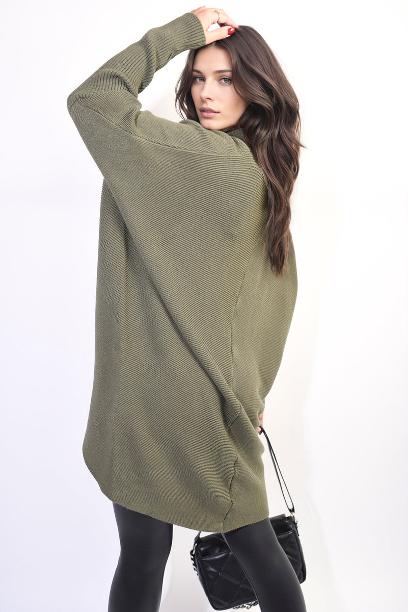 She Wears Glory™ Turtle Neck Longline Knitted Jumper