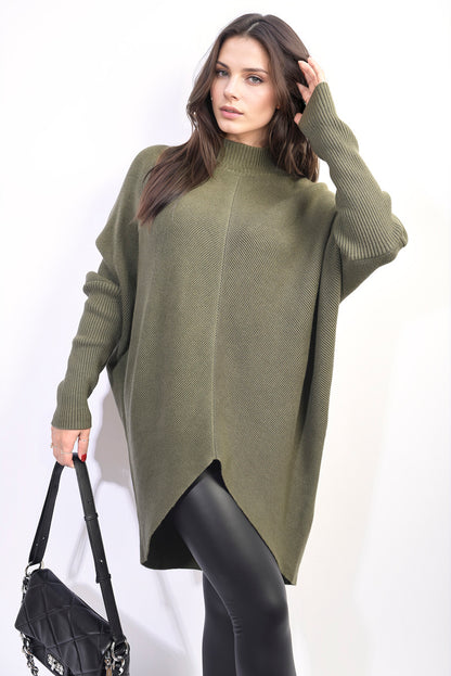 She Wears Glory™ Turtle Neck Longline Knitted Jumper