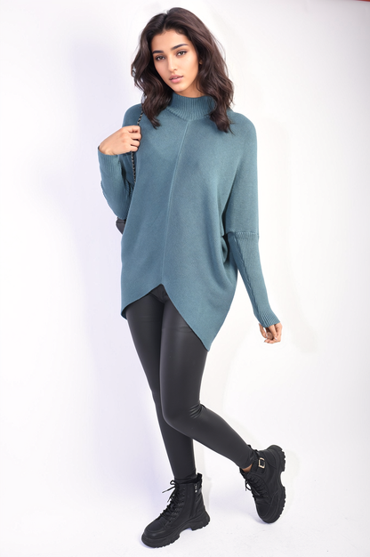 She Wears Glory™ Turtle Neck Longline Knitted Jumper