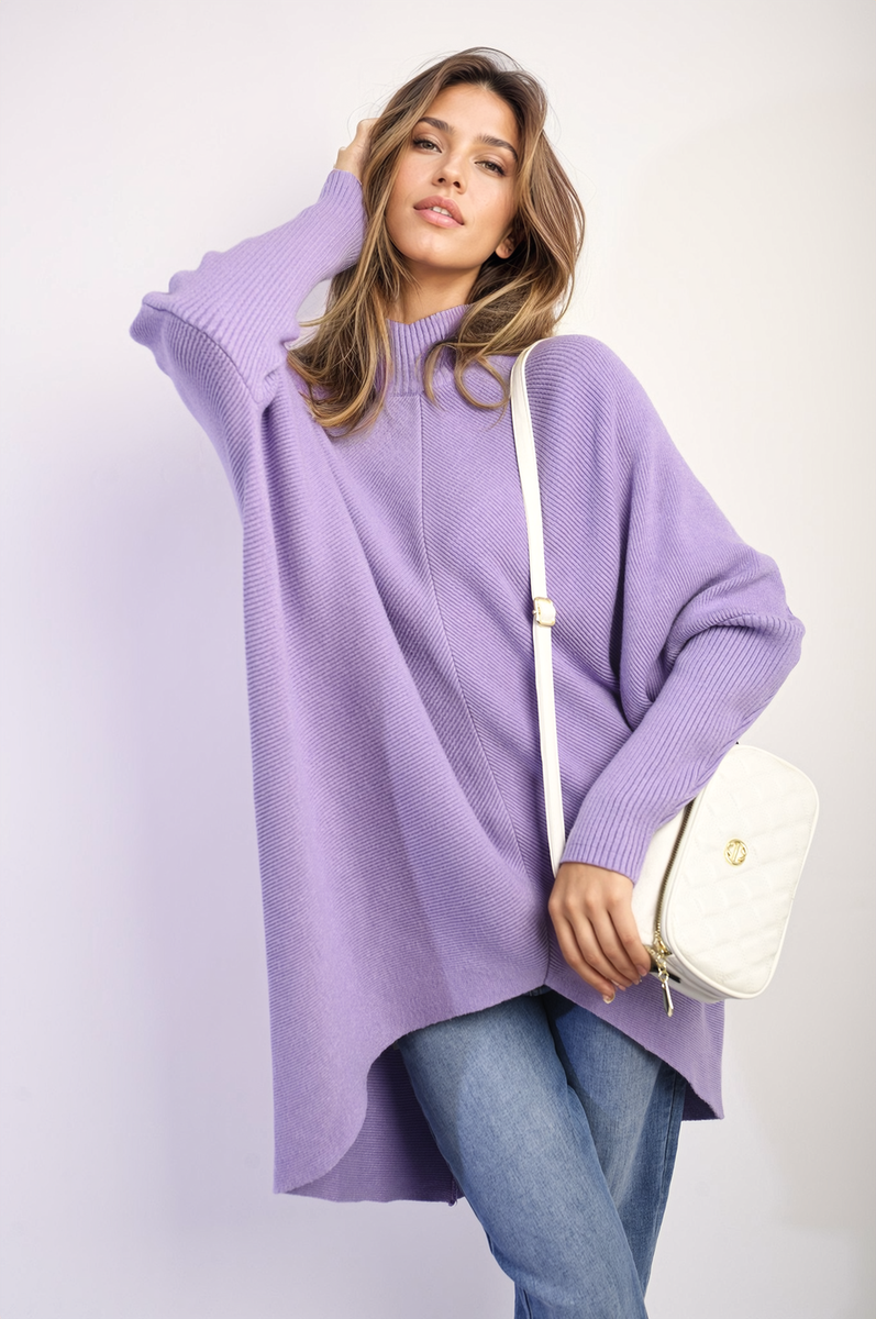 She Wears Glory™ Turtle Neck Longline Knitted Jumper