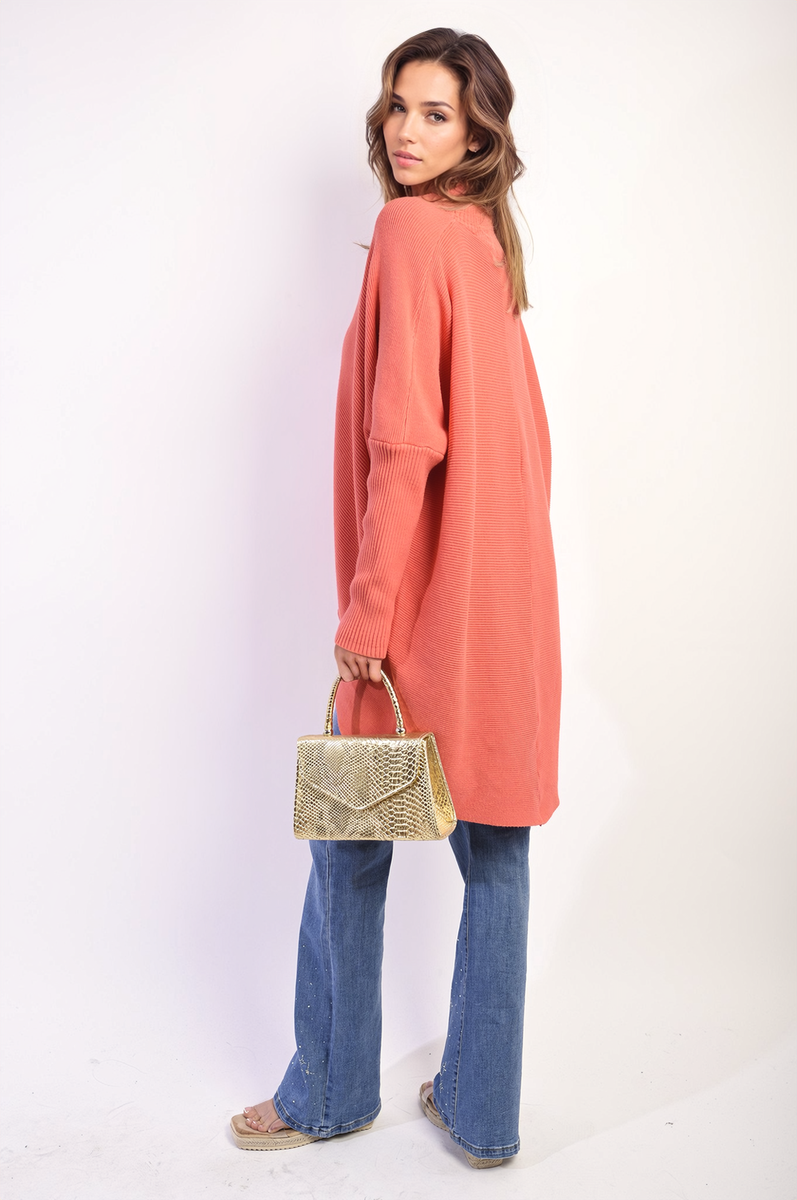 She Wears Glory™ Turtle Neck Longline Knitted Jumper