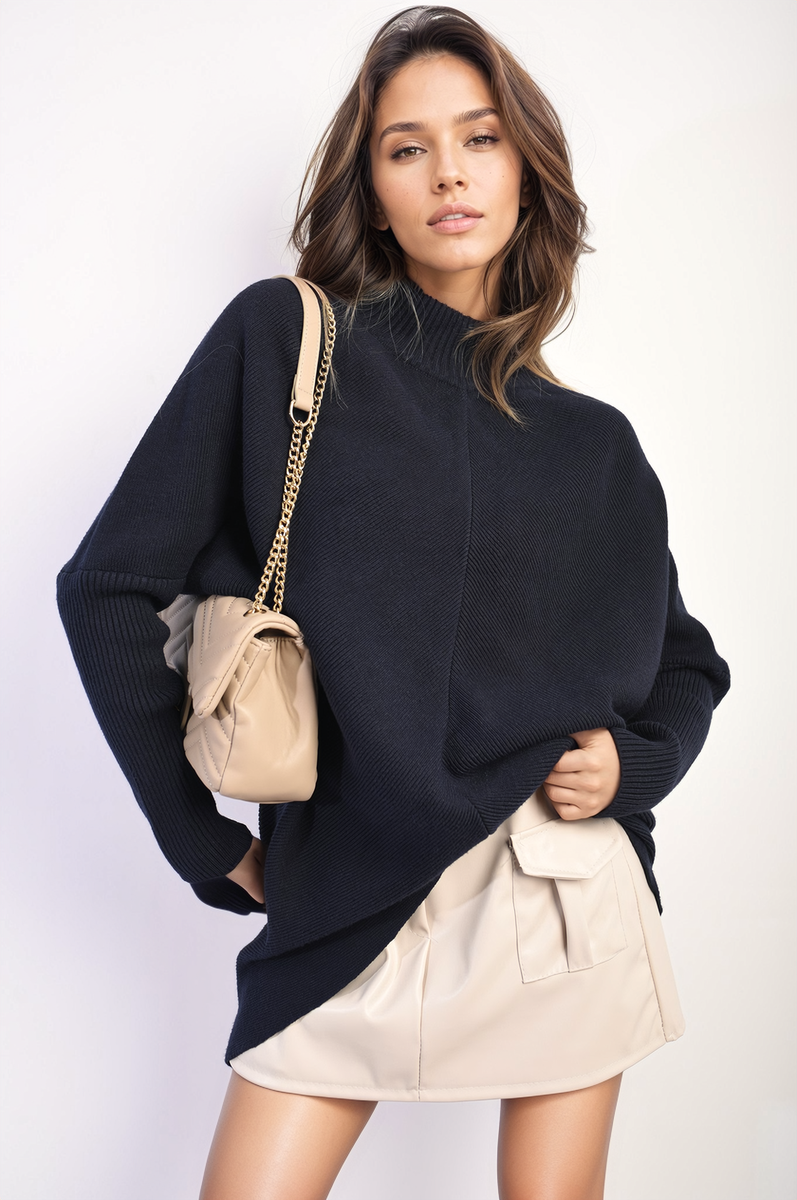 She Wears Glory™ Turtle Neck Longline Knitted Jumper