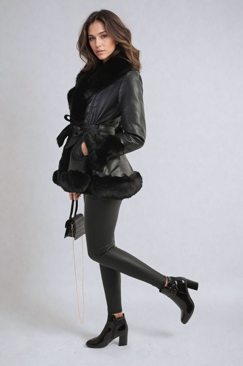 Faux Fur Trim Winter Jacket - She Wears Glory Beverly Hills