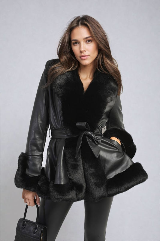 Faux Fur Trim Winter Jacket - She Wears Glory Beverly Hills