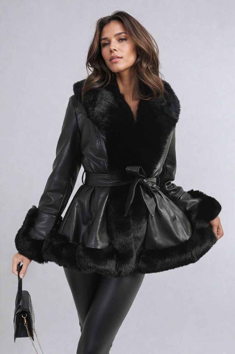 Faux Fur Trim Winter Jacket - She Wears Glory Beverly Hills
