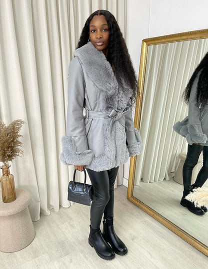 Faux Fur Trim Winter Jacket - She Wears Glory Beverly Hills