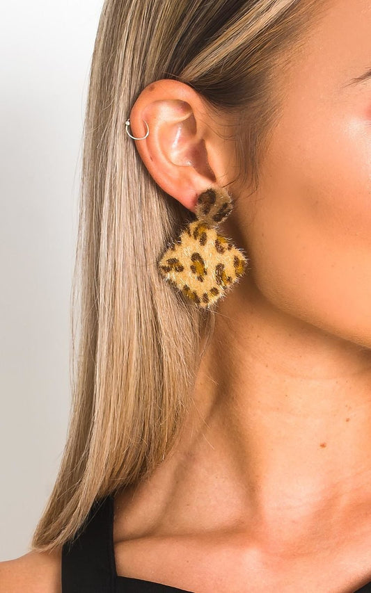 She Wears Glory™ Leopard Print Fuzzy Earrings