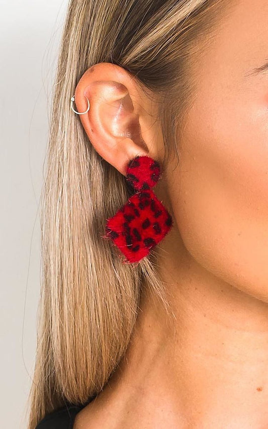 She Wears Glory™ Leopard Print Fuzzy Earrings