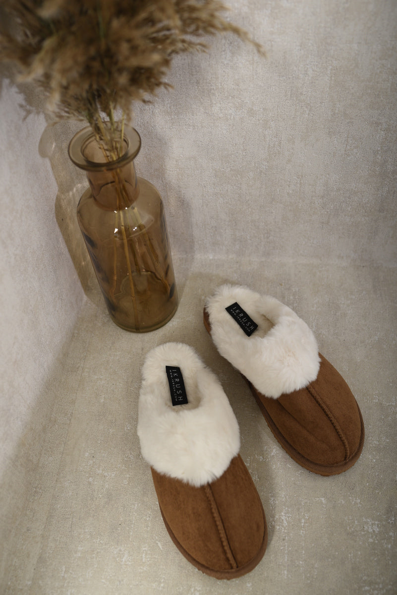 She Wears Glory™ Fuzzy Faux Fur Lined Slip-On Slipper Shoes