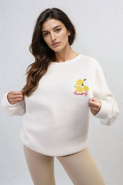 She Wears Glory™ Lemon Graphic Long Sleeve Knitted Jumper