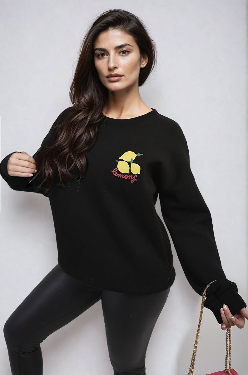 She Wears Glory™ Lemon Graphic Long Sleeve Knitted Jumper