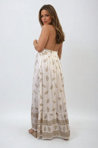 She Wears Glory™ Dazzling Leaf Print Spaghetti Strap Maxi Dress