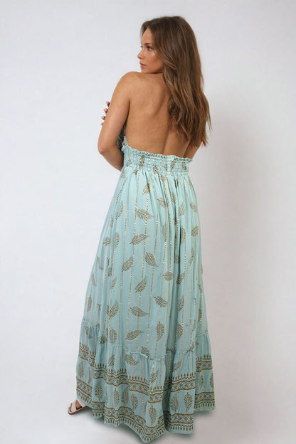 She Wears Glory™ Dazzling Leaf Print Spaghetti Strap Maxi Dress