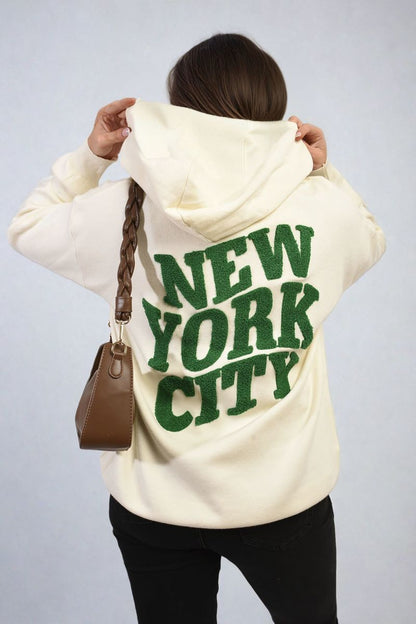 She Wears Glory™ New York City Print Knitted Hoodie