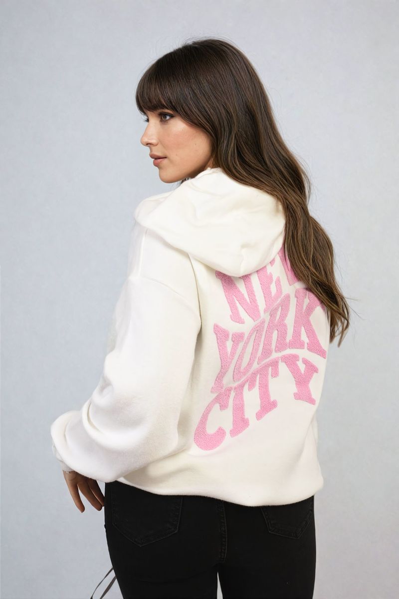 She Wears Glory™ New York City Print Knitted Hoodie