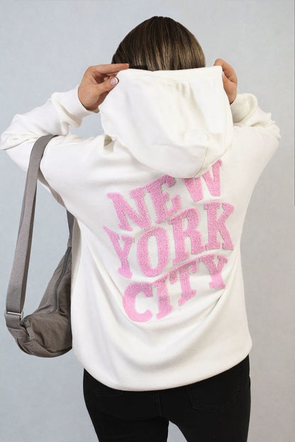 She Wears Glory™ New York City Print Knitted Hoodie