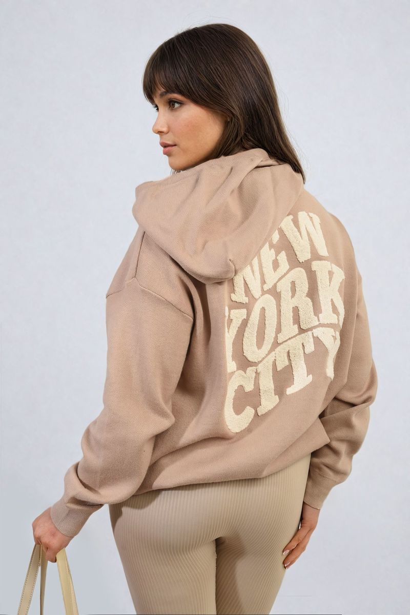 She Wears Glory™ New York City Print Knitted Hoodie