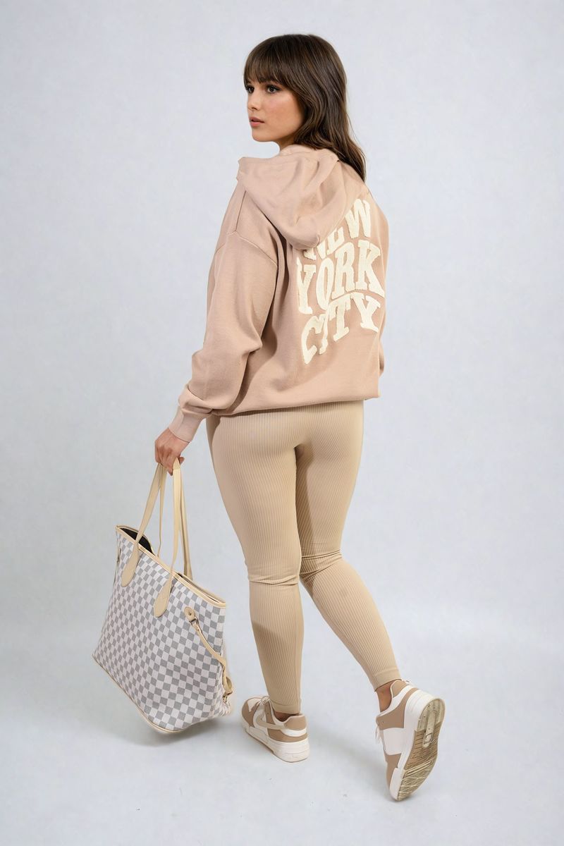 She Wears Glory™ New York City Print Knitted Hoodie