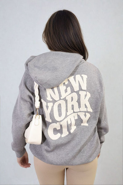 She Wears Glory™ New York City Print Knitted Hoodie