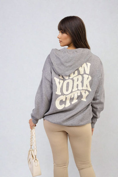 She Wears Glory™ New York City Print Knitted Hoodie