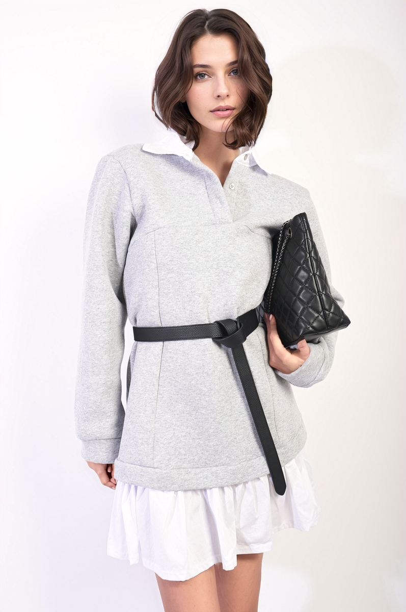 She Wears Glory™ Collared Long Sleeve Mini Dress