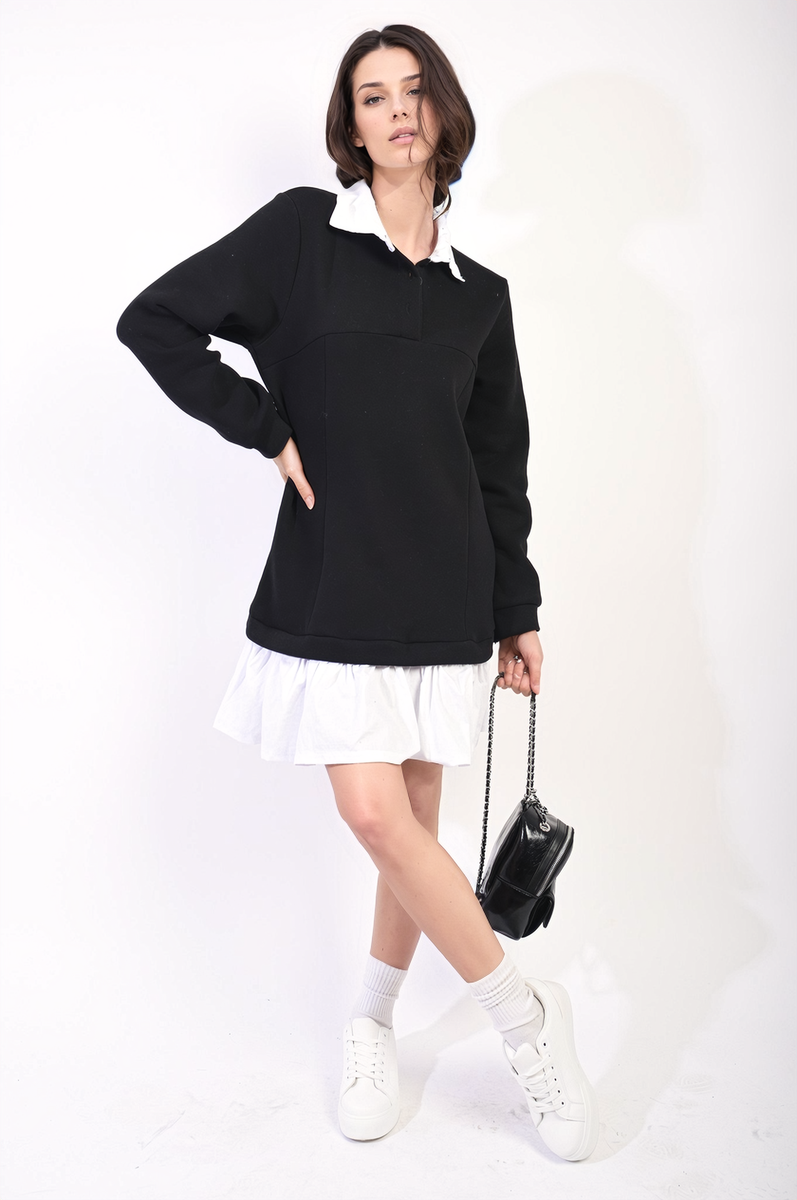 She Wears Glory™ Collared Long Sleeve Mini Dress