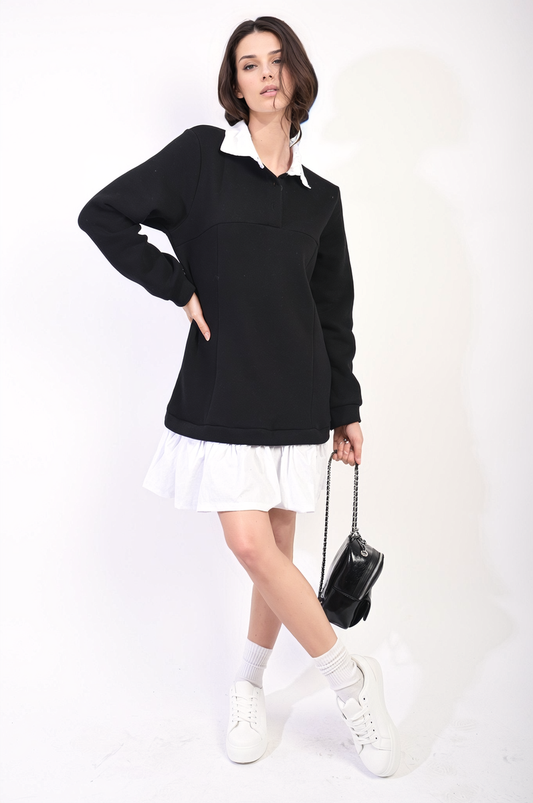 She Wears Glory™ Collared Long Sleeve Mini Dress