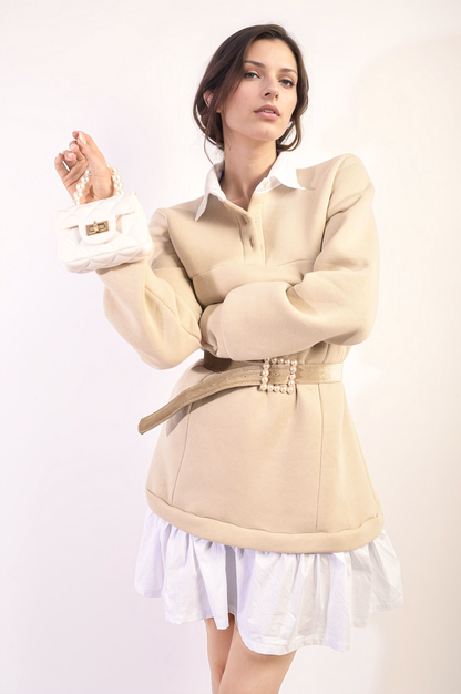 She Wears Glory™ Collared Long Sleeve Mini Dress