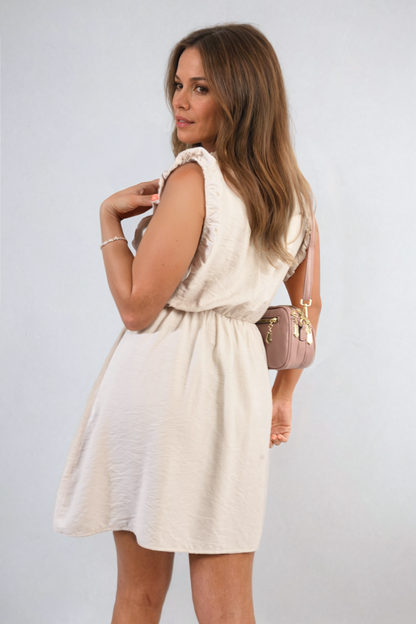 She Wears Glory™ Ruffle Trim Short Sleeve Cinched Waist Mini Dress