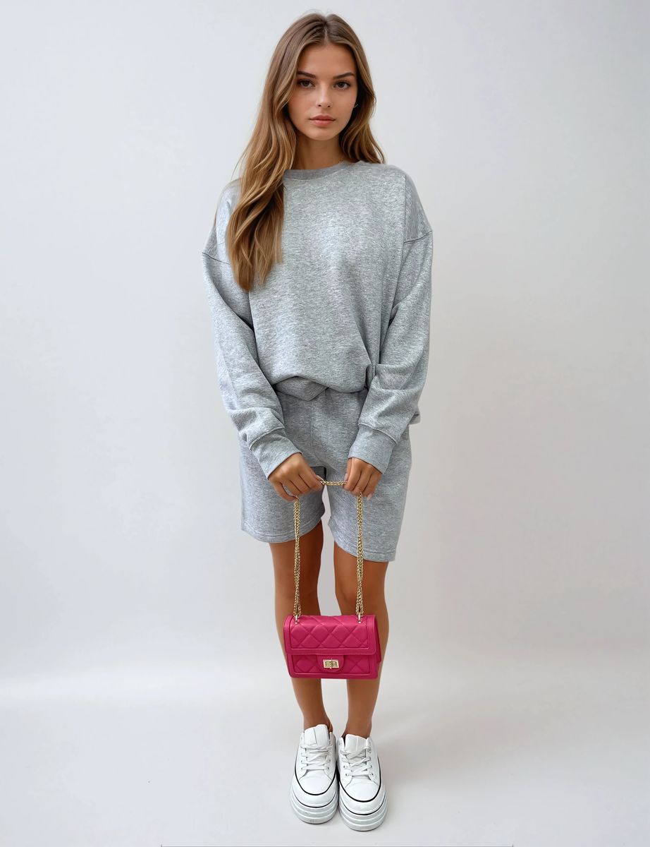 Do What Makes You Happy Print Oversized Sweatshirt and Shorts Co-ord Set - She Wears Glory Beverly Hills