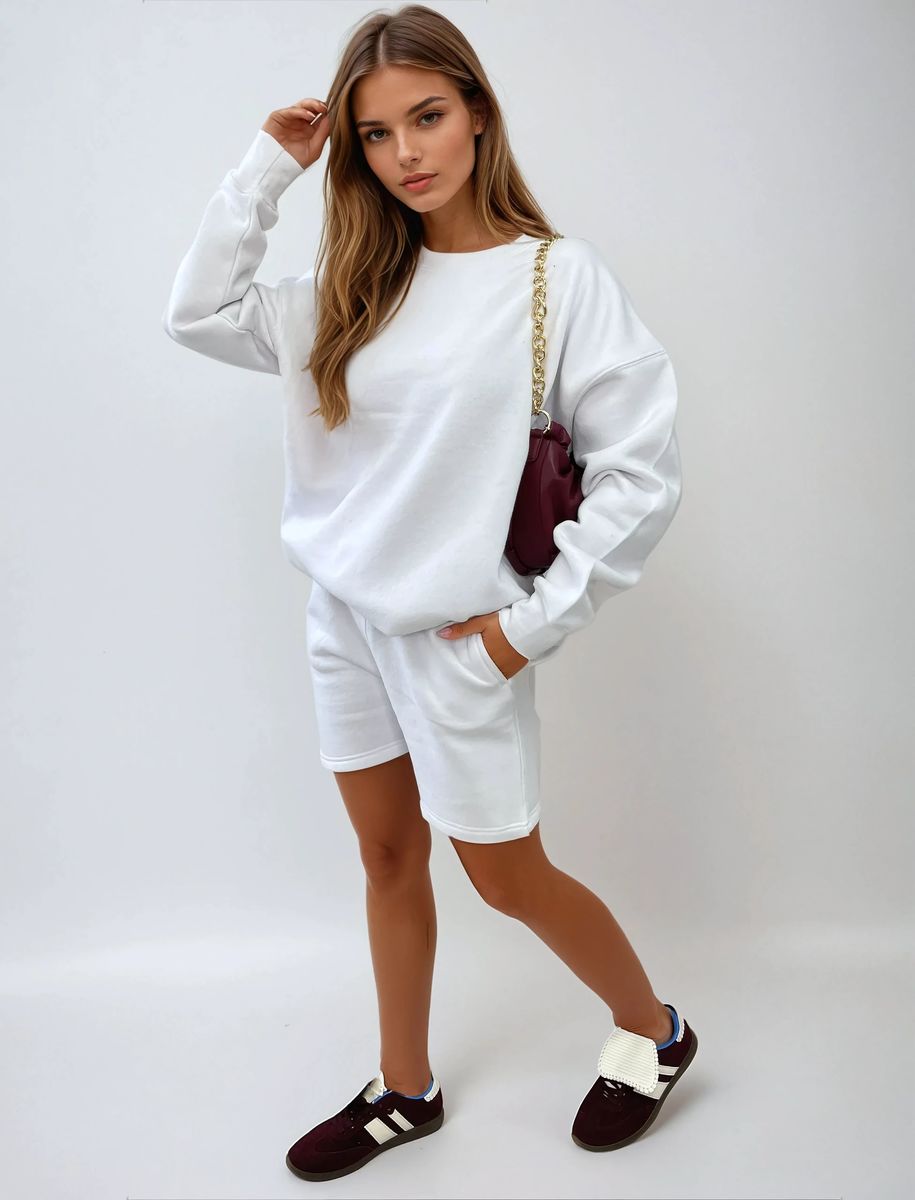 Do What Makes You Happy Print Oversized Sweatshirt and Shorts Co-ord Set - She Wears Glory Beverly Hills