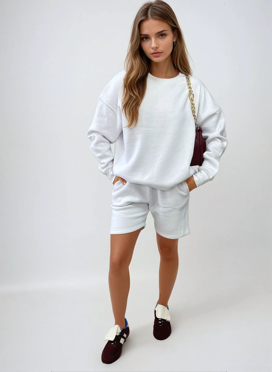 Do What Makes You Happy Print Oversized Sweatshirt and Shorts Co-ord Set - She Wears Glory Beverly Hills