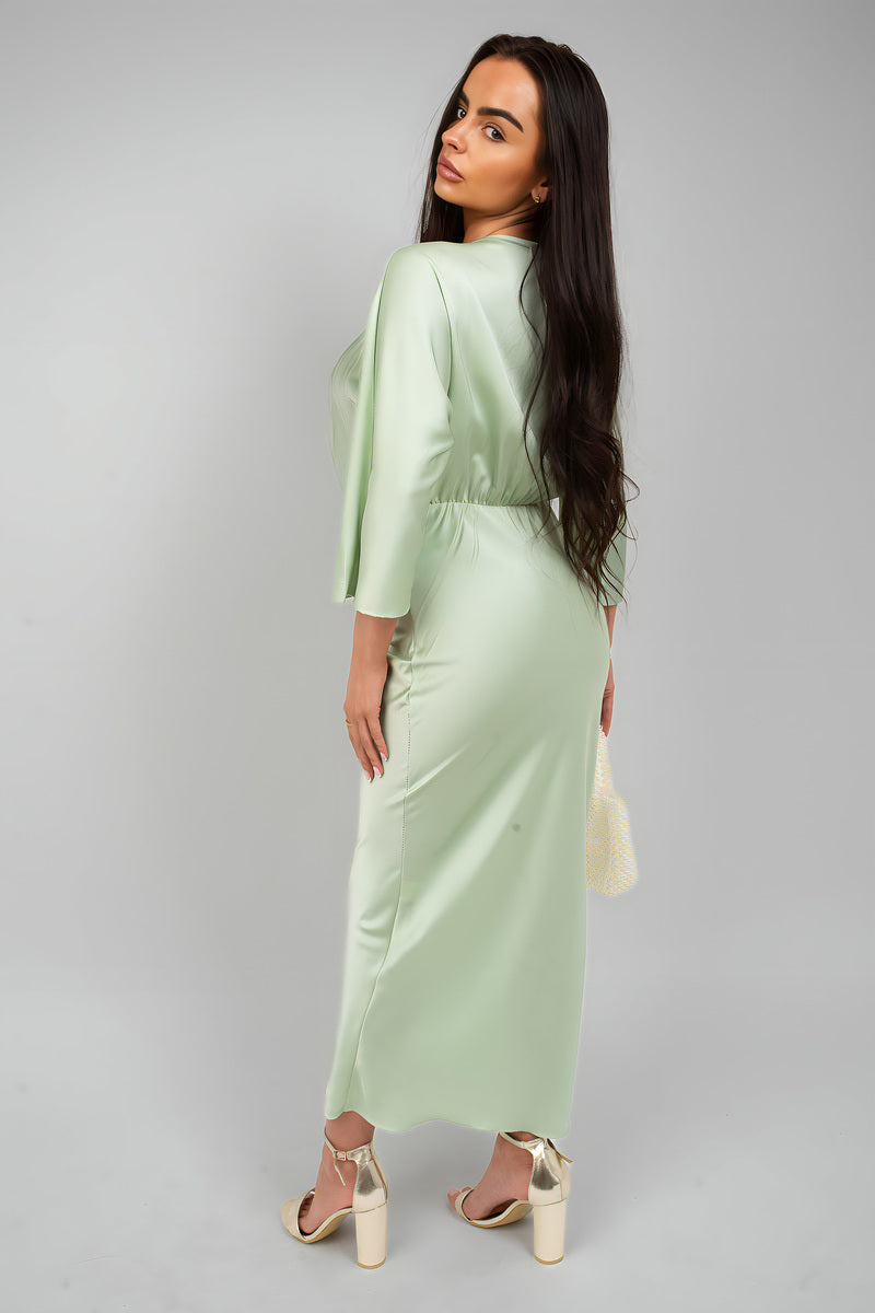 V-Neck Twist Front Midi Dress - She Wears Glory Beverly Hills