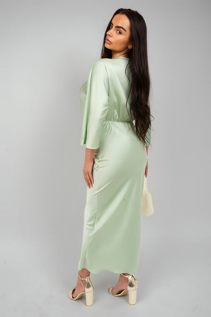 V-Neck Twist Front Midi Dress - She Wears Glory Beverly Hills