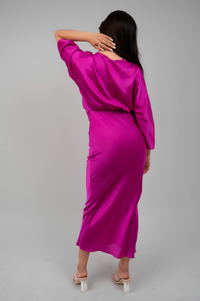 V-Neck Twist Front Midi Dress - She Wears Glory Beverly Hills